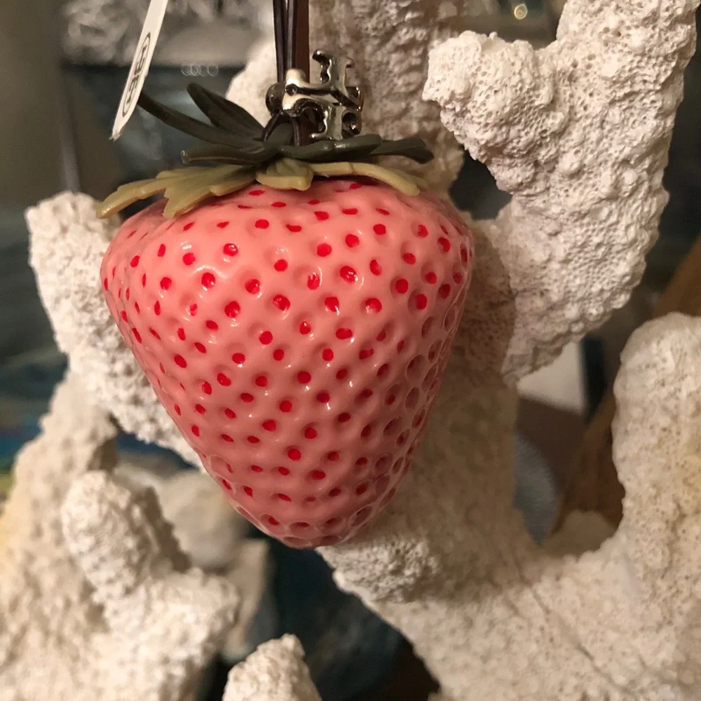 Authentic New with tag. Tory Burch Pink Strawberry bag charm.